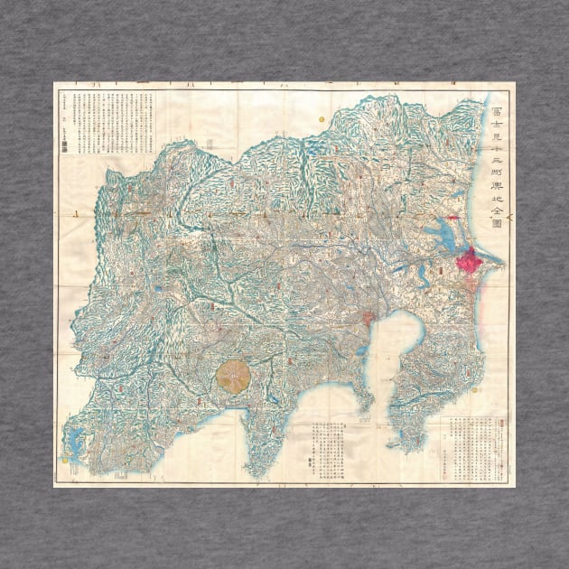 Vintage Map of Tokyo and Mt. Fuji Japan (1843) by Bravuramedia